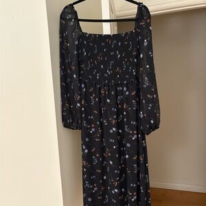 Floral Black Tempest midi Dress Aritzia